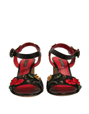Schwarze geprägte Nelkensandalen Schuhe mit Absatz