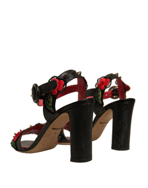 Schwarze geprägte Nelkensandalen Schuhe mit Absatz