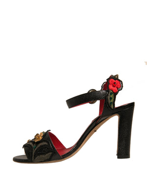 Schwarze geprägte Nelkensandalen Schuhe mit Absatz