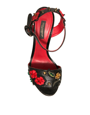 Schwarze geprägte Nelkensandalen Schuhe mit Absatz