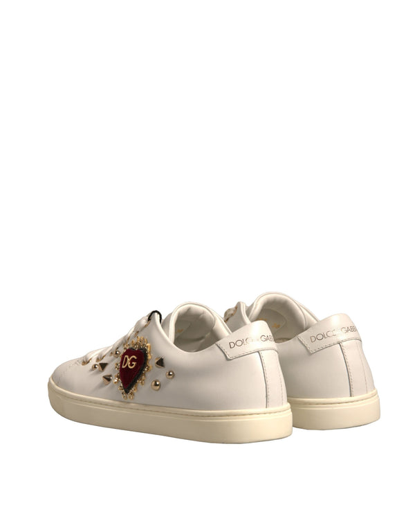 Weiß Leder Gold Rot Herz Turnschuhe Schuhe