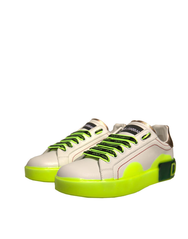 Weiß Gelb Portofino Leder Turnschuhe Schuhe