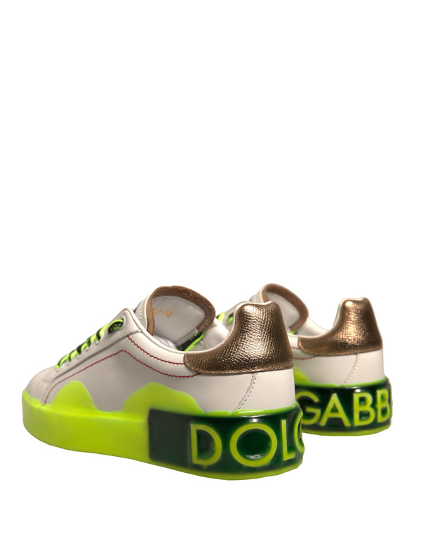 Weiß Gelb Portofino Leder Turnschuhe Schuhe
