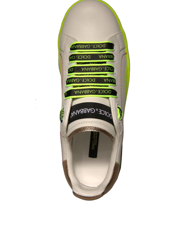 Weiß Gelb Portofino Leder Turnschuhe Schuhe