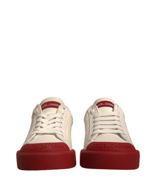 Schuhe Weiß Leder Logo Portofino Turnschuhe