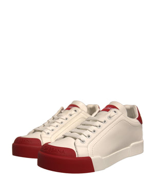 Schuhe Weiß Leder Logo Portofino Turnschuhe