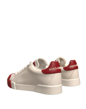 Schuhe Weiß Leder Logo Portofino Turnschuhe