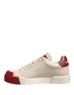 Schuhe Weiß Leder Logo Portofino Turnschuhe