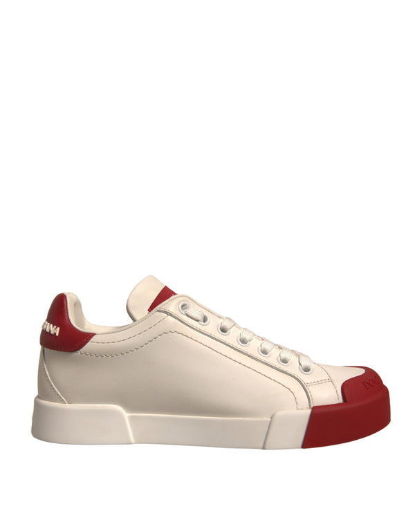 Schuhe Weiß Leder Logo Portofino Turnschuhe