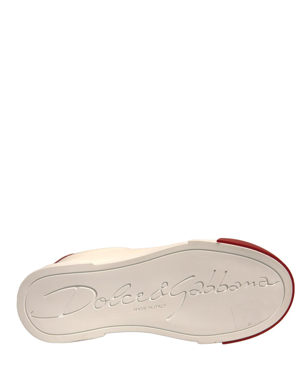 Schuhe Weiß Leder Logo Portofino Turnschuhe