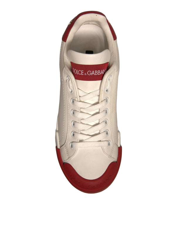 Schuhe Weiß Leder Logo Portofino Turnschuhe