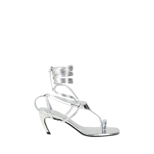 Silberne Kalb-Leder Bos Taurus Flip-Flop Sandalen