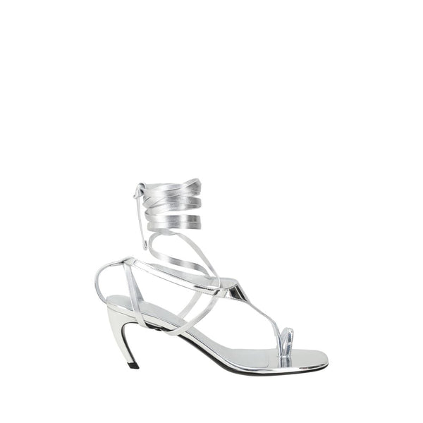 Silberne Kalb-Leder Bos Taurus Flip-Flop Sandalen