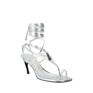 Silberne Kalb-Leder Bos Taurus Flip-Flop Sandalen