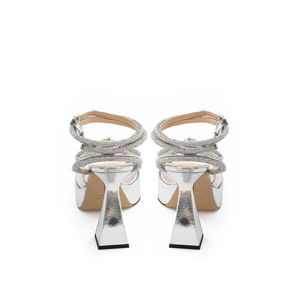 Elegante silberne Leder-Plateaus
