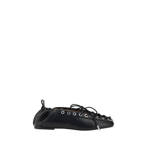 Schwarze Ballett-Flats aus Polyester
