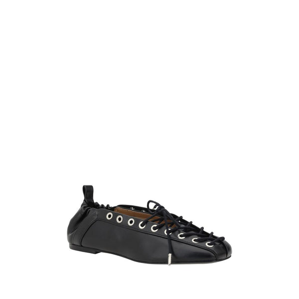 Schwarze Ballett-Flats aus Polyester
