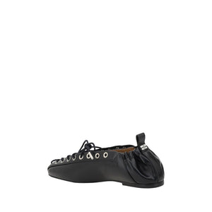 Schwarze Ballett-Flats aus Polyester