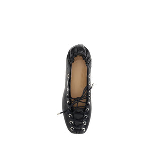 Schwarze Ballett-Flats aus Polyester