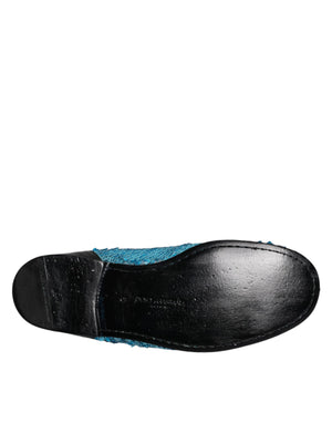 Blaue Pailletten Loafers Formelle Schuhe