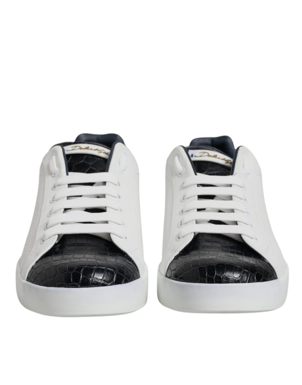 Weiß Schwarz Leder Portofino Sneaker Schuhe