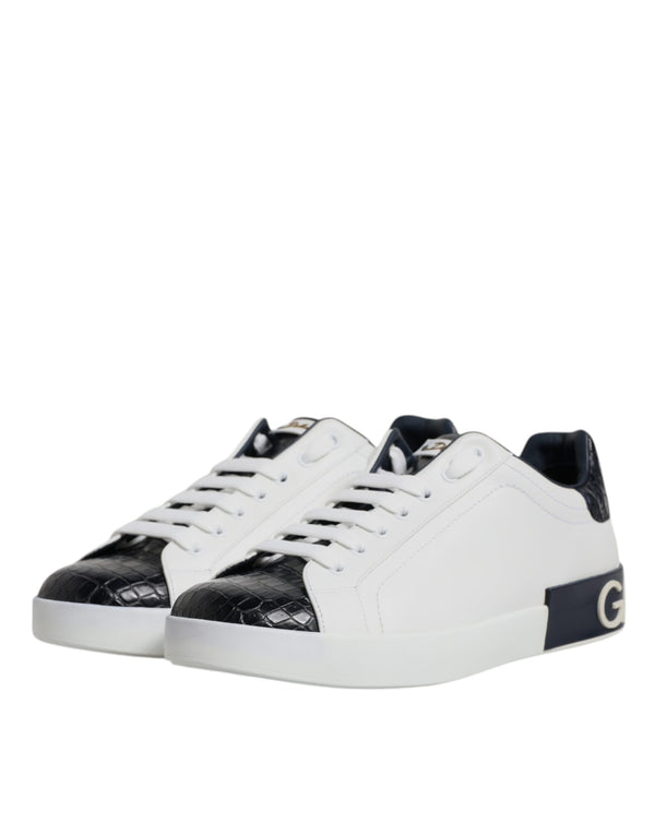 Weiß Schwarz Leder Portofino Sneaker Schuhe