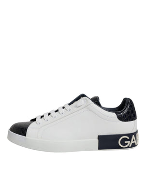 Weiß Schwarz Leder Portofino Sneaker Schuhe
