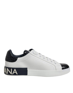 Weiß Schwarz Leder Portofino Sneaker Schuhe