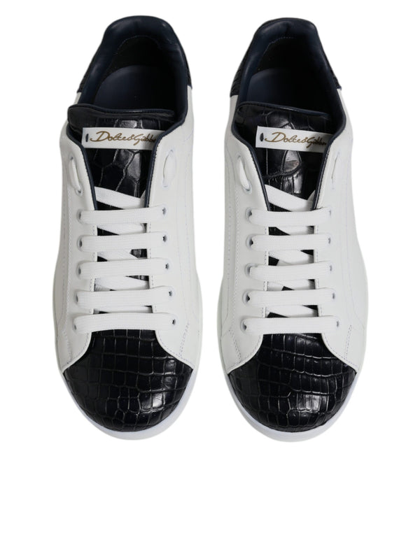 Weiß Schwarz Leder Portofino Sneaker Schuhe