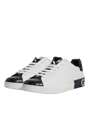 Weiß Schwarz Leder Portofino Sneaker Schuhe