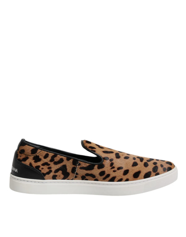 Braun Kalbsleder Pelz Leopard Sneakers Schuhe