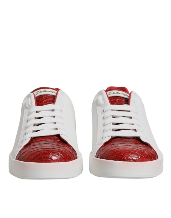 Weiß Rot Leder Portofino Männer Sneaker Schuhe