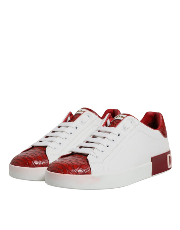 Weiß Rot Leder Portofino Männer Sneaker Schuhe