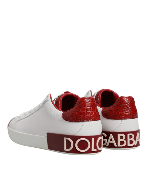 Weiß Rot Leder Portofino Männer Sneaker Schuhe