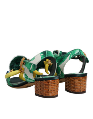 Grün Kristall Pelz verschönert Sandalen Schuhe