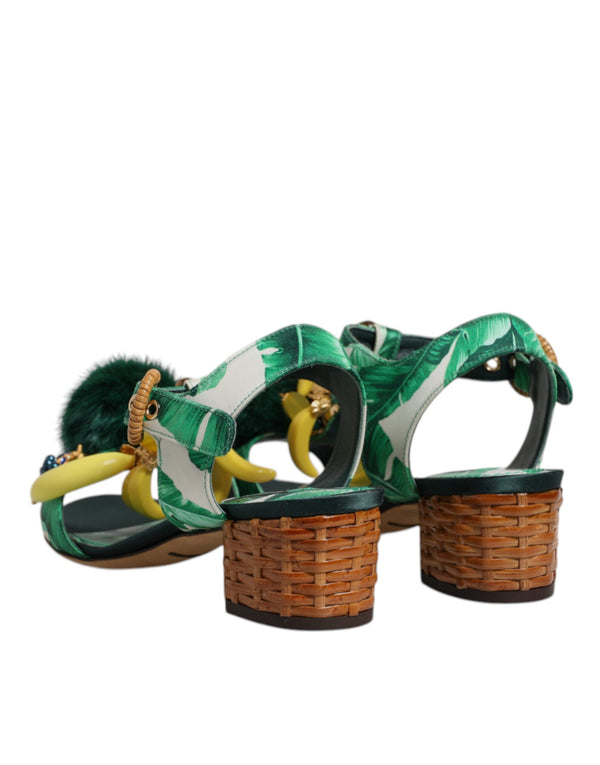 Grün Kristall Pelz verschönert Sandalen Schuhe