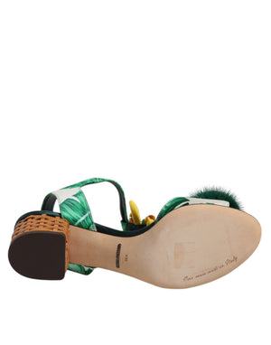 Grün Kristall Pelz verschönert Sandalen Schuhe