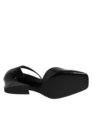 Schwarze Leder Jackie Riemchensandalen Schuhe