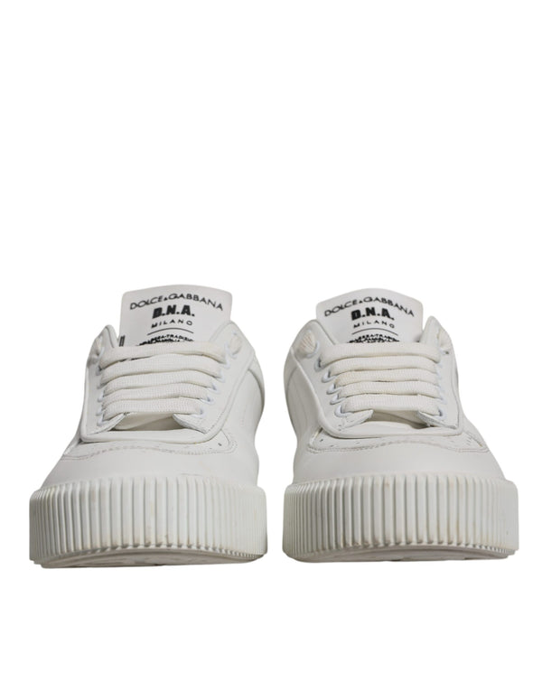 Weiß Miami Leder Low Top Turnschuhe Schuhe