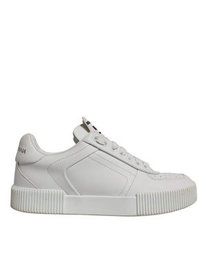 Weiß Miami Leder Low Top Turnschuhe Schuhe