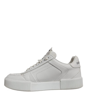 Weiß Miami Leder Low Top Turnschuhe Schuhe
