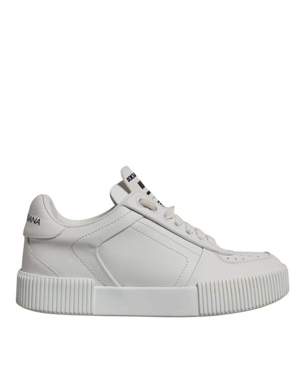 Weiß Miami Leder Low Top Turnschuhe Schuhe