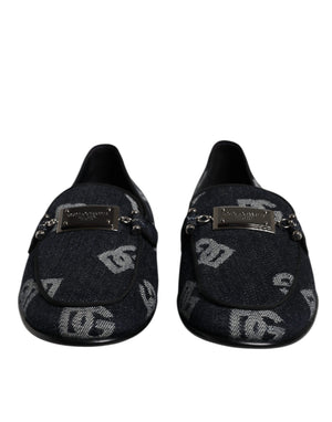 Schwarzes Logo Baumwolle Loafers Formelle Schuhe