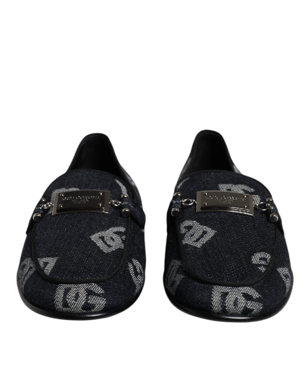 Schwarzes Logo Baumwolle Loafers Formelle Schuhe