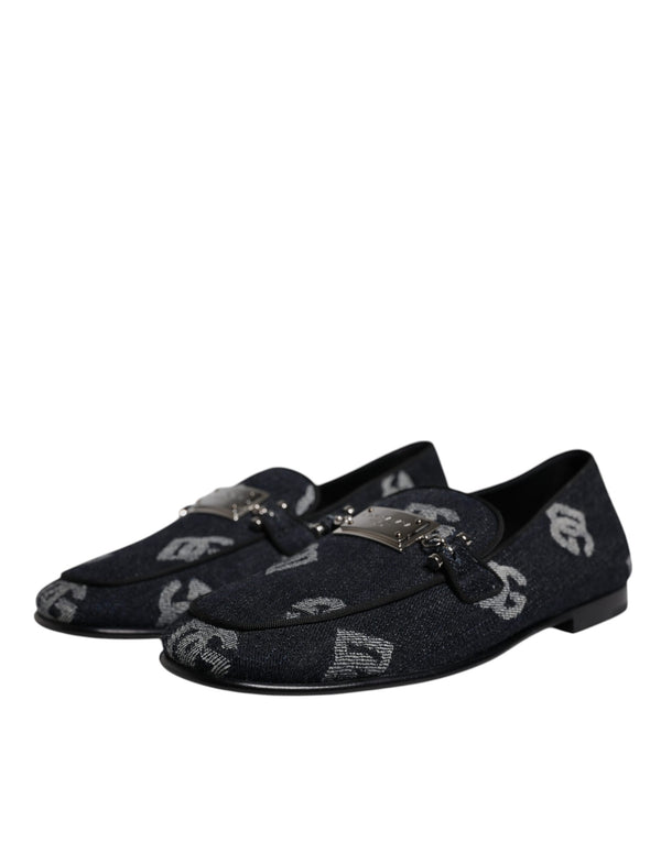 Schwarzes Logo Baumwolle Loafers Formelle Schuhe