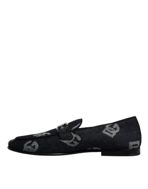 Schwarzes Logo Baumwolle Loafers Formelle Schuhe