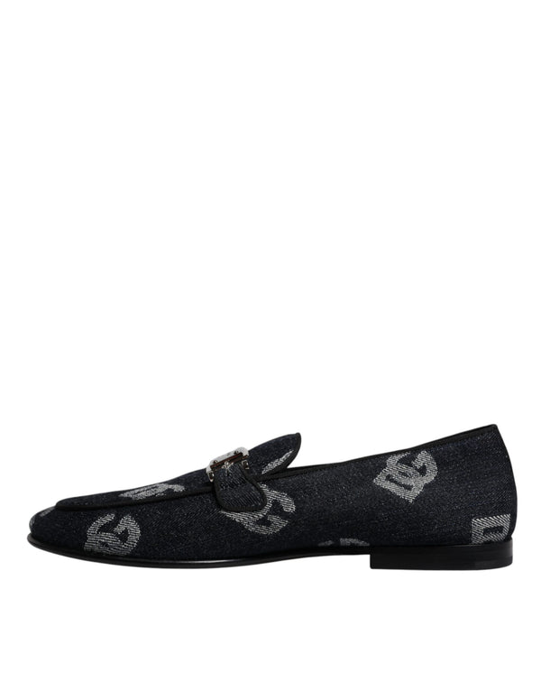 Schwarzes Logo Baumwolle Loafers Formelle Schuhe