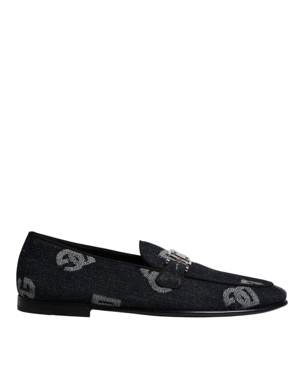 Schwarzes Logo Baumwolle Loafers Formelle Schuhe