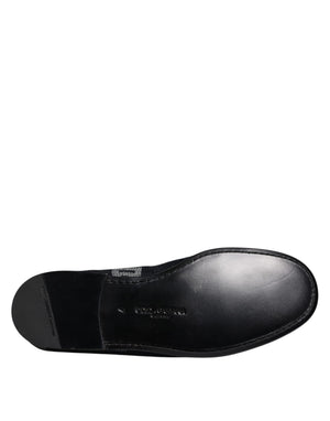 Schwarzes Logo Baumwolle Loafers Formelle Schuhe