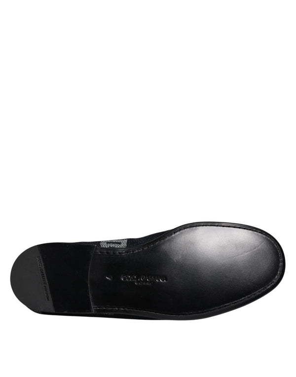 Schwarzes Logo Baumwolle Loafers Formelle Schuhe